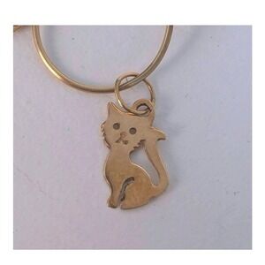 Vintage dainty 14K Yellow Gold Sitting Cat Pendant Charm miniature Feline charm